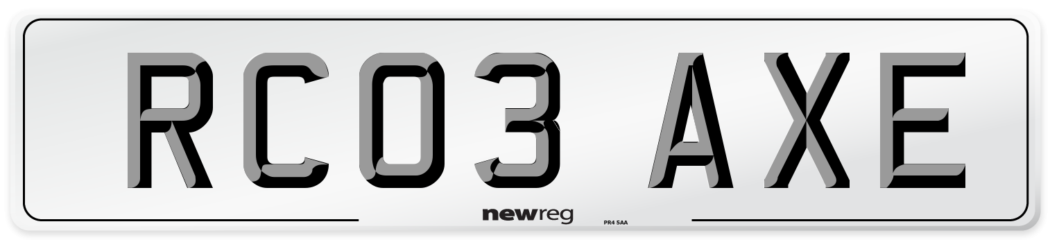RC03 AXE Number Plate from New Reg